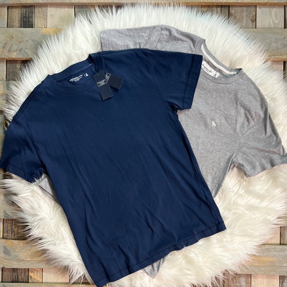 Bundled [A&F] Essential NWT Abercrombie Navy Gray Tee T-Shirts | XS Small Medium - Picture 14 of 15